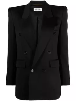 Saint Laurent двубортный шерстяной блейзер, черный