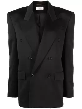 Saint Laurent двубортный шерстяной блейзер, черный