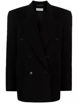 Saint Laurent двубортный шерстяной блейзер, черный