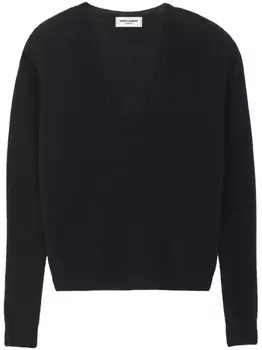 Saint Laurent джемпер тонкой вязки с V-образным вырезом, черный