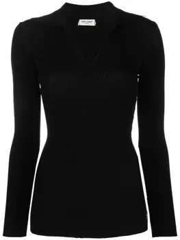 Saint Laurent джемпер в рубчик, черный