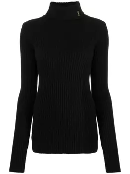 Saint Laurent джемпер в рубчик с высоким воротником, черный