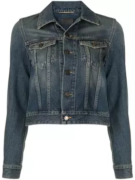 Saint Laurent джинсовая куртка с эффектом потертости, синий