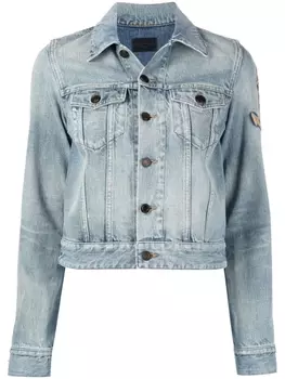 Saint Laurent джинсовая куртка с вышивкой, синий