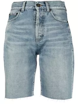 Saint Laurent джинсовые шорты с завышенной талией, синий