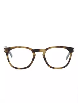 Saint Laurent Eyewear очки в круглой оправе черепаховой расцветки, коричневый