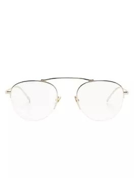 Saint Laurent Eyewear очки в круглой оправе с логотипом, золотистый
