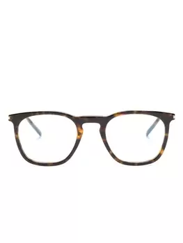 Saint Laurent Eyewear очки в квадратной оправе черепаховой расцветки, коричневый