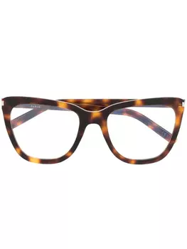 Saint Laurent Eyewear очки в оправе 'кошачий глаз' черепаховой расцветки, коричневый