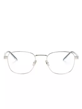 Saint Laurent Eyewear очки в прямоугольной оправе с логотипом, серебристый