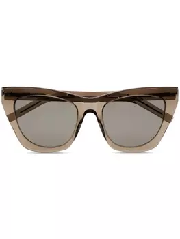 Saint Laurent Eyewear солнцезащитные очки Kate в оправе 'кошачий глаз', коричневый