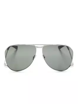 Saint Laurent Eyewear солнцезащитные очки-пилоты с логотипом, серебристый