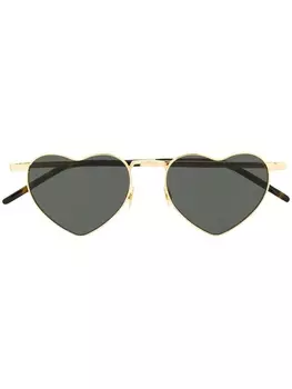 Saint Laurent Eyewear солнцезащитные очки с оправой в форме сердца, золотистый