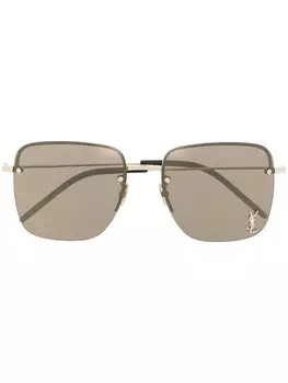 Saint Laurent Eyewear солнцезащитные очки SL312M в квадратной оправе с монограммой, золотистый