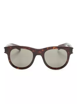 Saint Laurent Eyewear солнцезащитные очки SL 571 в круглой оправе, коричневый