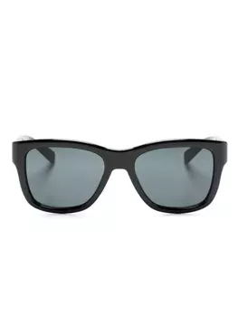 Saint Laurent Eyewear солнцезащитные очки трапециевидной формы с логотипом, черный