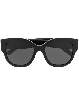 Saint Laurent Eyewear солнцезащитные очки в круглой оправе с логотипом, черный