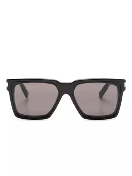 Saint Laurent Eyewear солнцезащитные очки в квадратной оправе с логотипом, черный