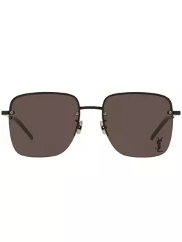 Saint Laurent Eyewear солнцезащитные очки в квадратной оправе с монограммой, черный