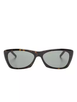 Saint Laurent Eyewear солнцезащитные очки в квадратной оправе с логотипом, коричневый