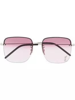 Saint Laurent Eyewear солнцезащитные очки в квадратной оправе, серебристый