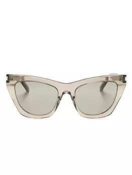 Saint Laurent Eyewear солнцезащитные очки в оправе 'кошачий глаз' с логотипом, коричневый