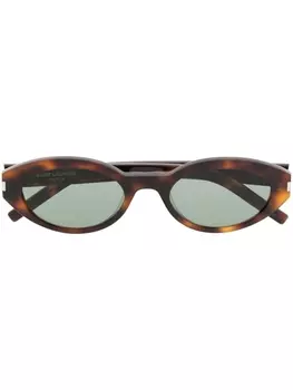 Saint Laurent Eyewear солнцезащитные очки в овальной оправе черепаховой расцветки, коричневый