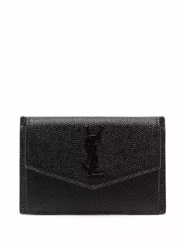 Saint Laurent фактурный клатч, черный