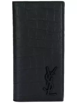 Saint Laurent футляр для карт с эффектом крокодиловой кожи, черный
