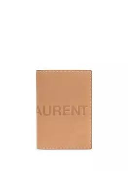 Saint Laurent футляр для паспорта с логотипом и печатью, коричневый