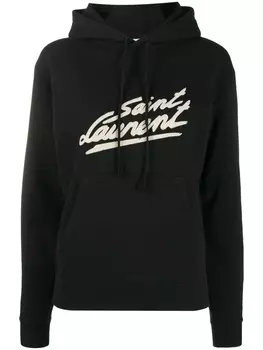 Saint Laurent худи с принтом, черный