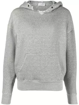 Saint Laurent худи Universit с эффектом потертости, серый