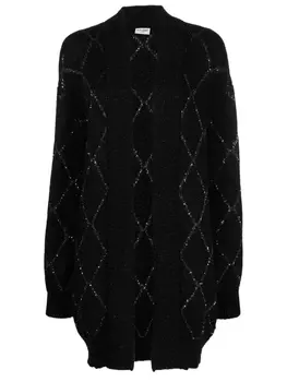 Saint Laurent кардиган-пальто с эффектом металлик, черный