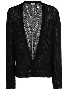 Saint Laurent кардиган рыхлой вязки с V-образным вырезом, черный