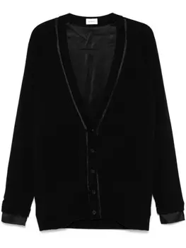 Saint Laurent кардиган с отделкой из шелка, черный