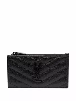 Saint Laurent картхолдер Monogram Fragments на молнии, черный
