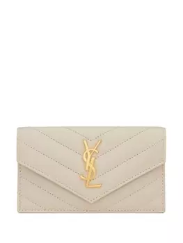 Saint Laurent картхолдер с монограммой, нейтральный цвет