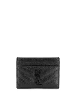 Saint Laurent картхолдер с тисненой монограммой, черный