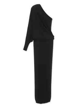 Saint Laurent кашемировое платье на одно плечо, черный
