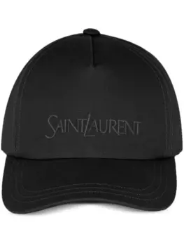 Saint Laurent кепка с вышитым логотипом, черный