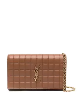 Saint Laurent клатч Cassandre с логотипом, коричневый