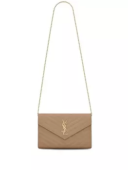 Saint Laurent клатч-конверт с монограммой, нейтральный цвет