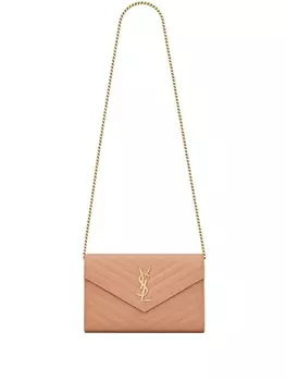 Saint Laurent клатч-конверт с монограммой, нейтральный цвет
