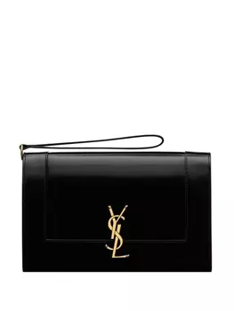 Saint Laurent клатч с логотипом, черный