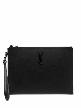 Saint Laurent клатч с логотипом, черный