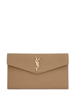 Saint Laurent клатч с логотипом, коричневый