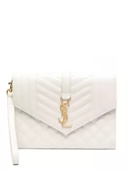 Saint Laurent клатч с монограммой, нейтральный цвет