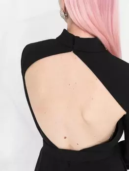 Saint Laurent комбинезон с открытой спиной и поясом, черный