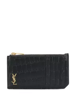 Saint Laurent кошелек Fragments с тиснением под крокодила, черный