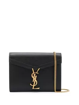 Saint Laurent кошелек на цепочке с монограммой YSL, черный